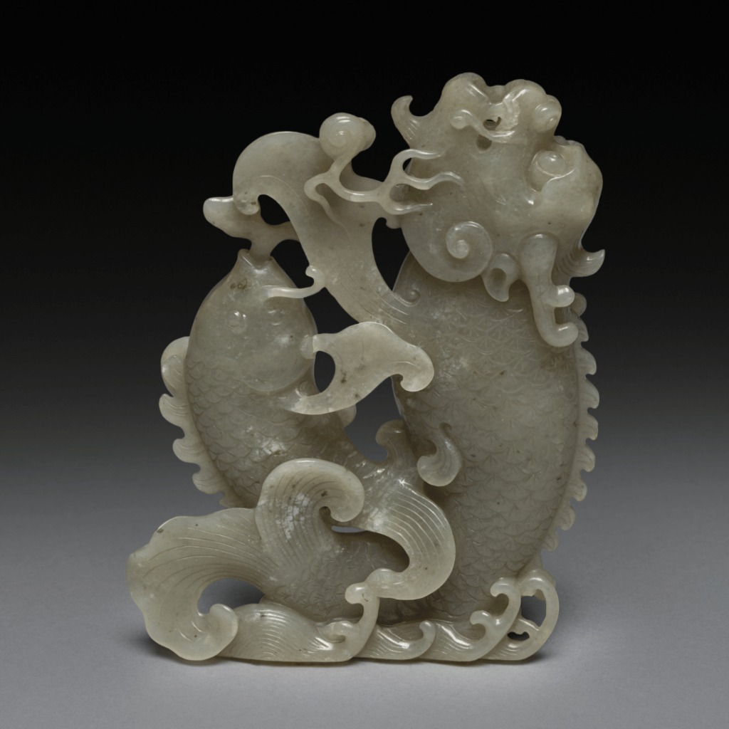 White jade fish decoration